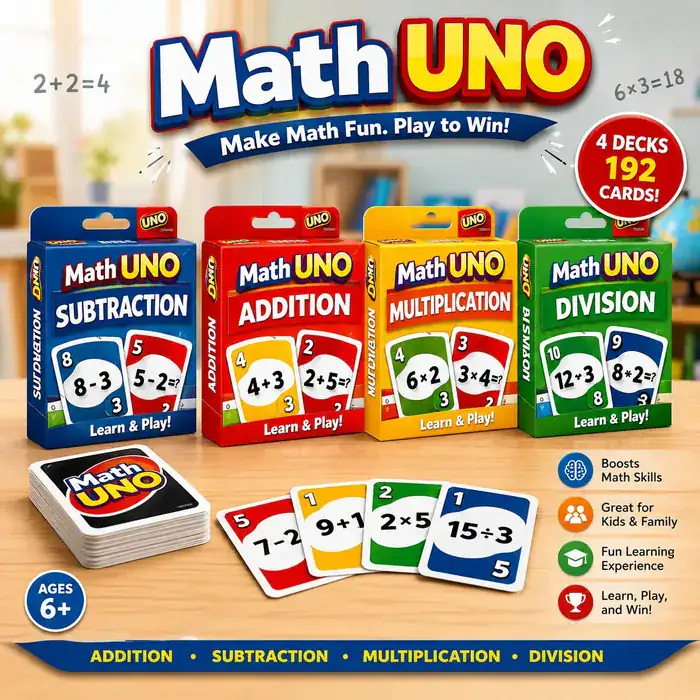 Math UNO bundle — 4 decks, 192 cards